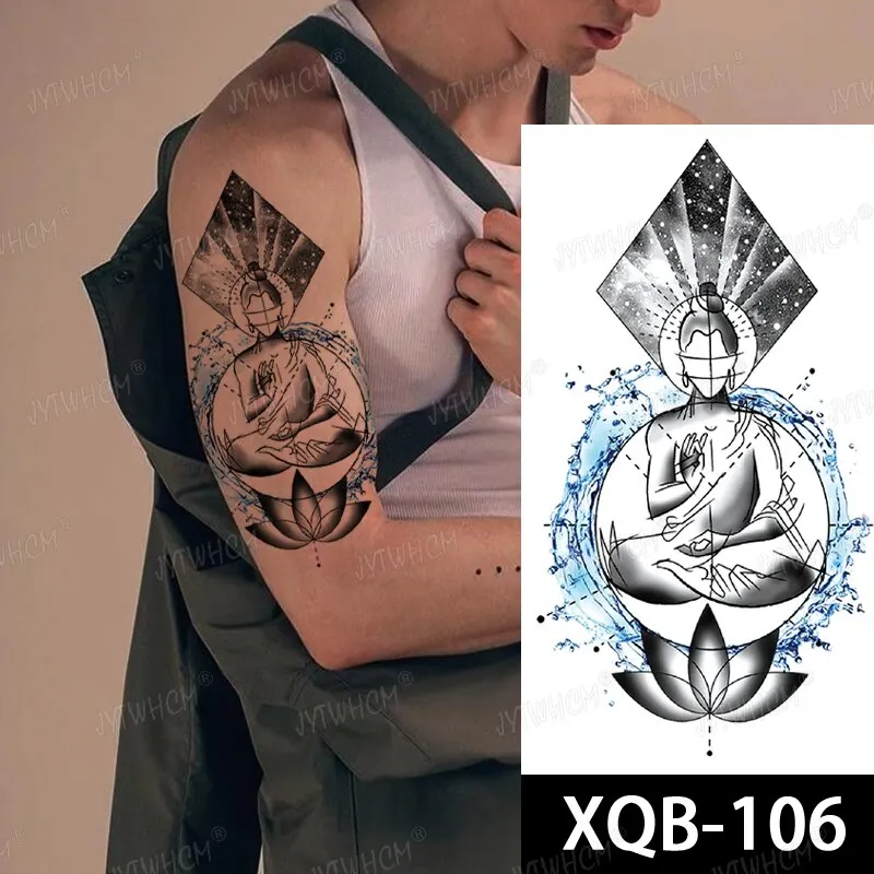 Sdrawing Hot Water Transfer Fake Tattoo Waterproof Temporary Tattoo Sticker For Men Women Wolf Arm Neck Tattoo Flash Tattoo Sleeve