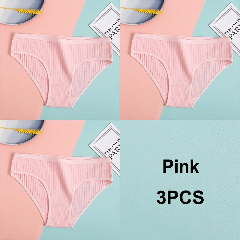 3PCS Cotton Panties Women's Underwear Casual Solid Color Panties for Women Intimate Lingerie Sexy Briefs Female Underpants M-XL