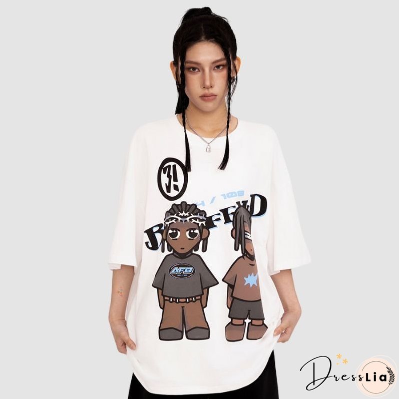 Hip Hop Cartoon Print Tee