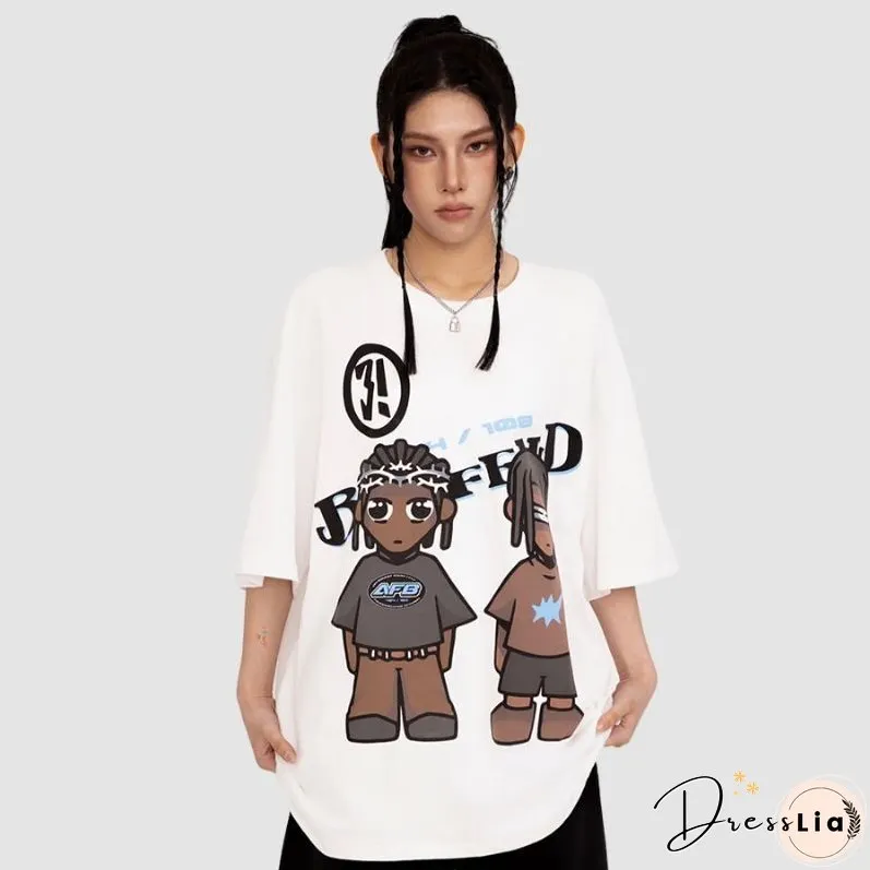 Hip Hop Cartoon Print Tee