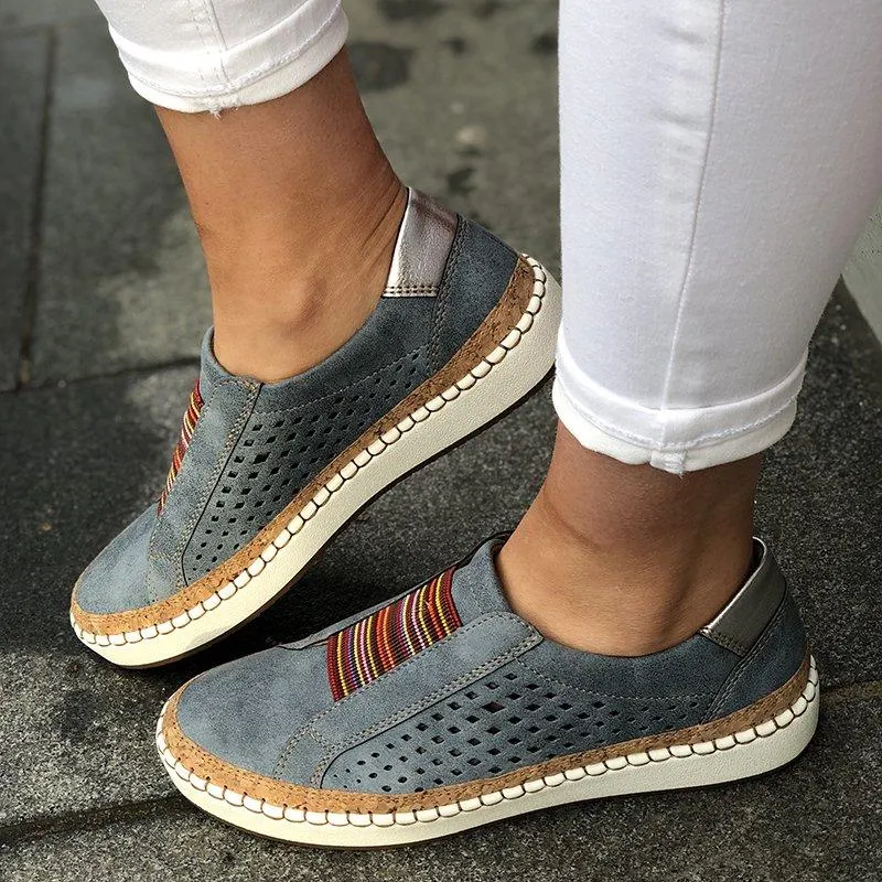 2020 Spring Slip On Sneakers Shallow Loafers Women Vulcanized Shoes Breathable Hollow Out Female Casual Flats Ladies Comfortable