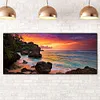 (US Local)Paint By Numbers Kit On Canvas DIY Oil Art Seaside Sunset Picture Home Wall Decor80x40cm