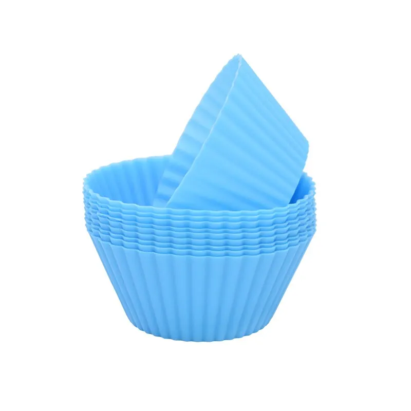 12pcs Silicone Cake Mold Round Muffin Cupcake Baking Molds Reusable DIY Cake Decorating Tools Wedding Birthday Party Decorations