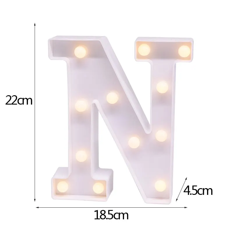 DIY LED Letter Night Light Creative 26 English Alphabet Number Battery Lamp Romantic Wedding Party Decoration