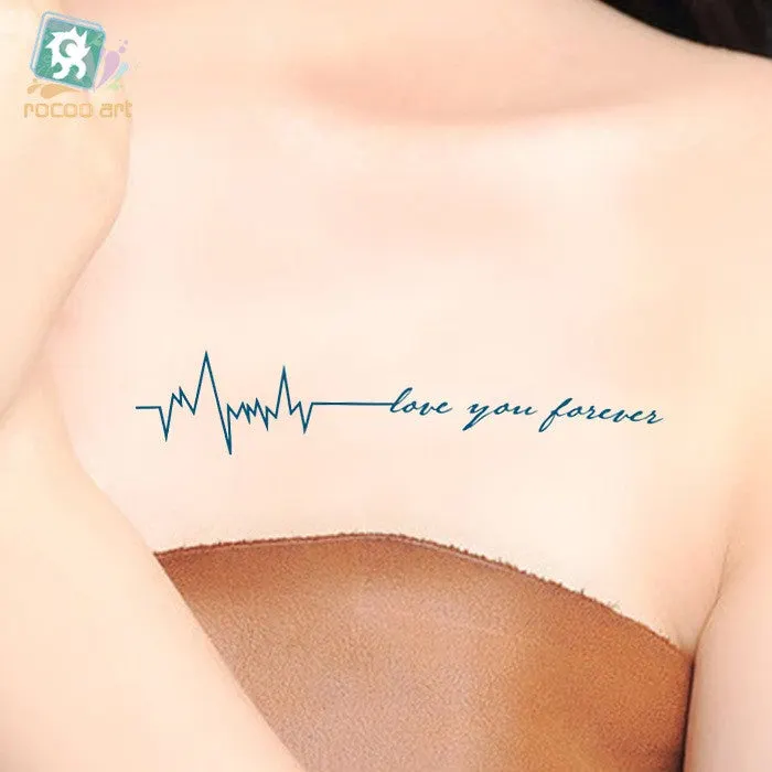 Waterproof Temporary Tattoo Sticker heartbeat wave French it is the life English letter women's tatto flash tatoo fake tattoos