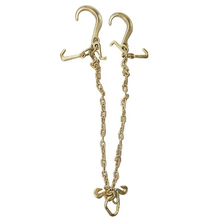 SEBLAFF 5/16 Inch x 3 ft Long G70 V-Chain Bridle with 8 Inch Medium J Hooks, T- Hook & J-Hook with Grab Hooks Truck Wrecker