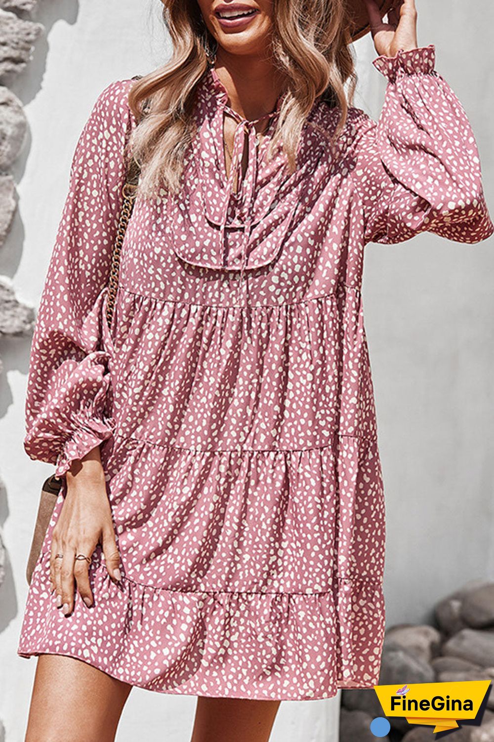 Fashion Street Print Split Joint V Neck A Line Dresses
