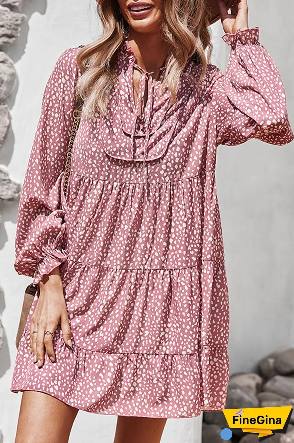 Fashion Street Print Split Joint V Neck A Line Dresses