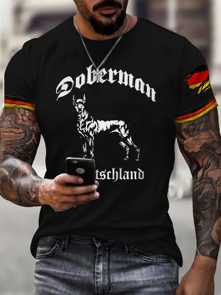 M&auml;nner Deutschland Dobermann kurze &Auml;rmel T-Shirt
