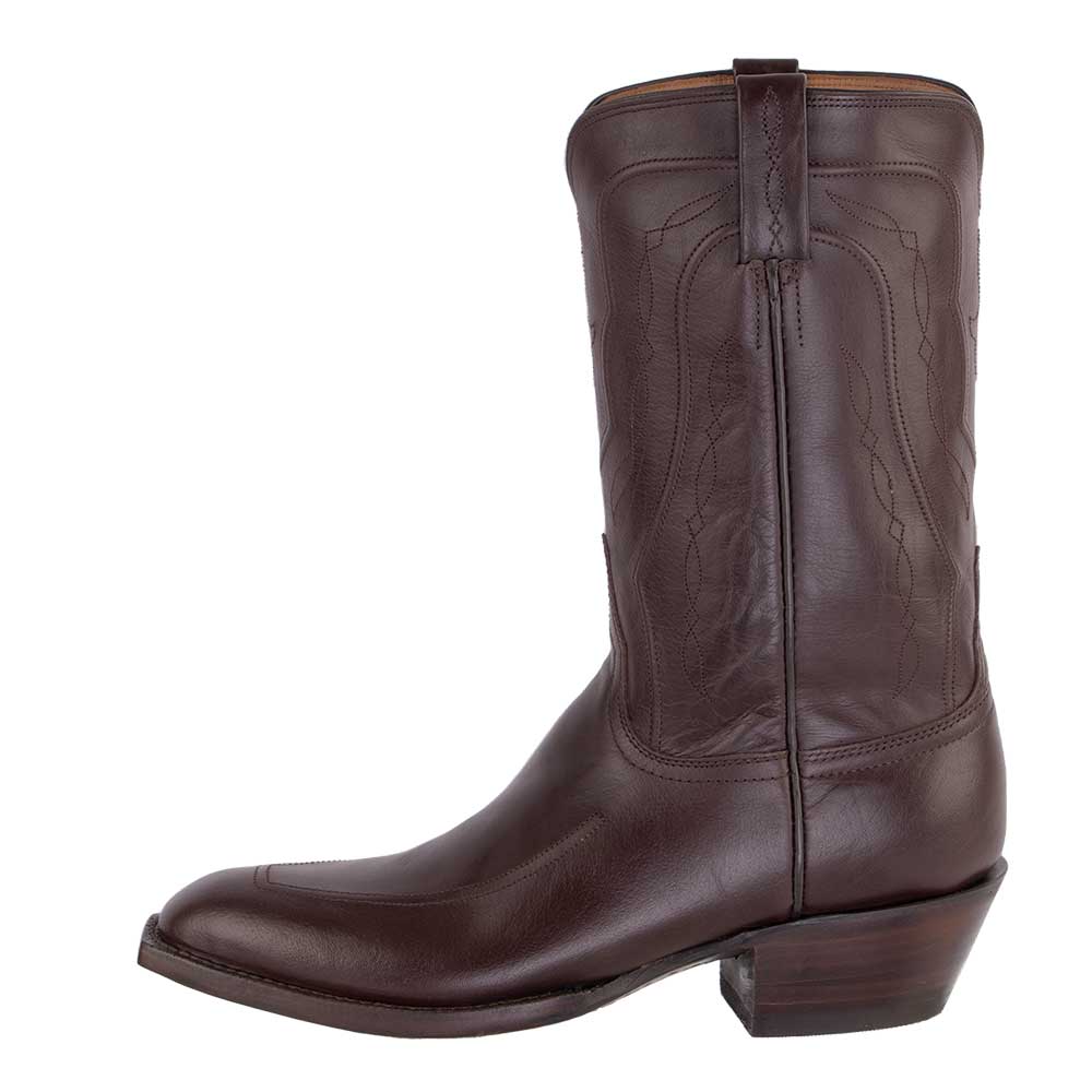 Brown Chunky Heel Mid-Calf Embroidered Cowboy Boots for Women