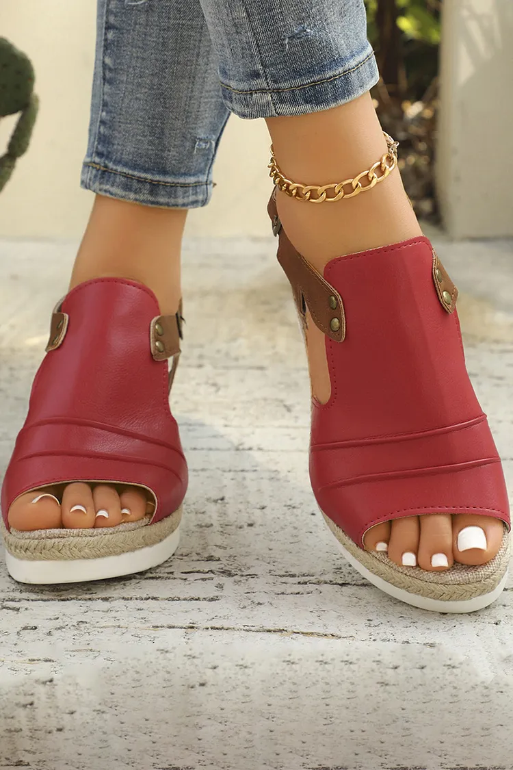 Casual Fish Mouth Buckle Strap Wedge Sandals 2024 - Xpluswear