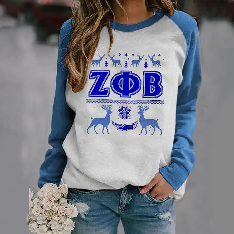 &Zeta;&Phi;&Beta; christmas paneled long-sleeve sweatshirt