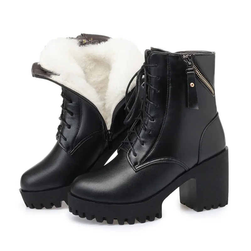 AIYUQI Women bare boots 2021 new genuine leather women boots  natural wool warm women winter naked boots  winter women shoe