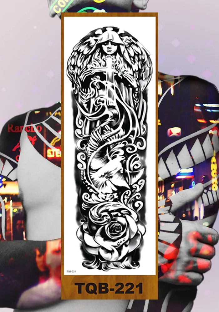 Full Flower Arm Temporary Sexy Tattoo Sticker Men Women Adult Girl Body Art Fake Tatoo Characters Love Confession Totem Lily DIY