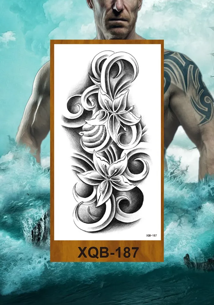 Temporary Tattoos Stickers Women Girl Chest Arm Fake Tatoo Lotus Peony Rose Magnolia Flowers Totem Face Body Makeup Waterproof