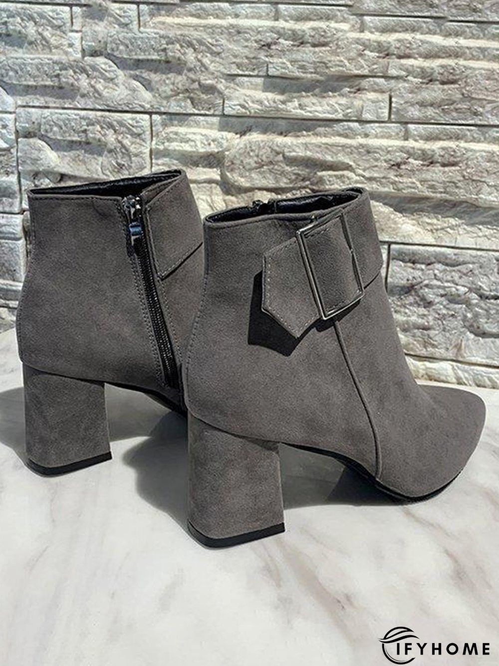 Belt Buckle Chunky Heel Pointed Toe Booties | IFYHOME
