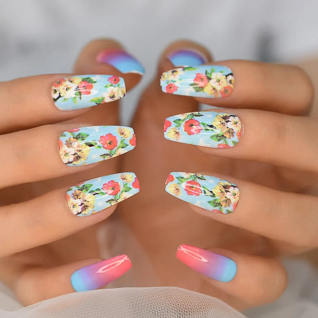 Glitter Nails Tips With Design Charms Leopard Wild Supplies For Professionals Press On Nails Coffin Extra Long EchiQ Nails Set-Nail Inspo