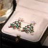 Boucles d'oreilles &agrave; tige en forme d'arbre de No&euml;l