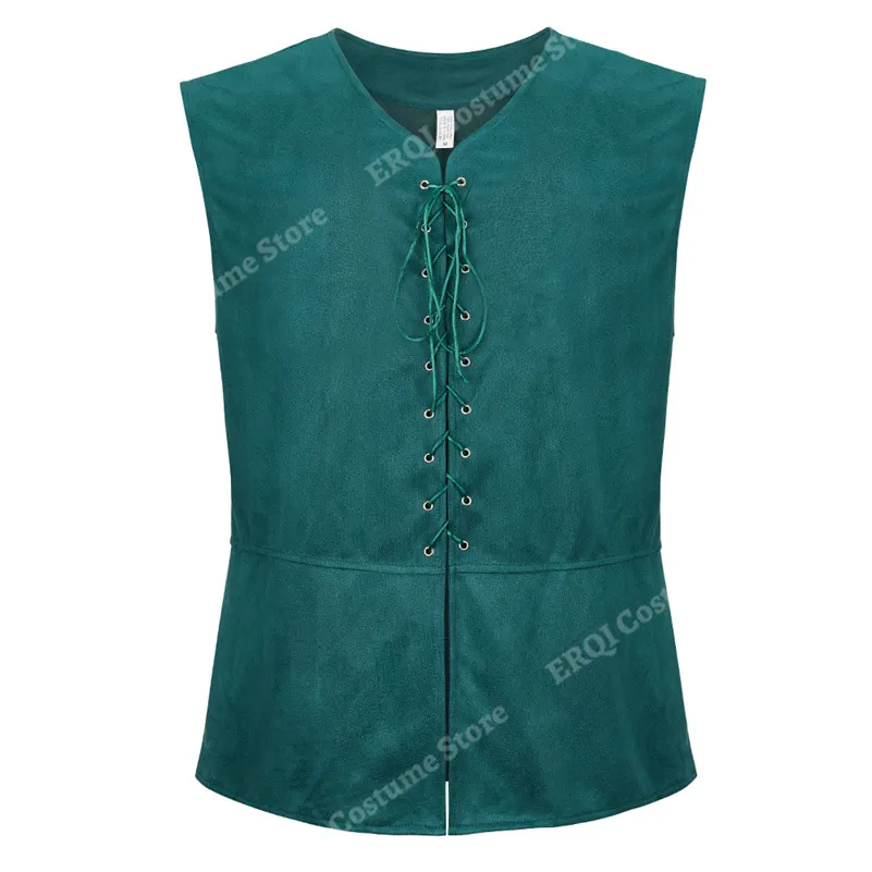Billionm Vest Faux Leather Medieval Waistcoat for Men Cosplay Chevalier Costume Plus Size Renaissance Vest Brown Black Blue