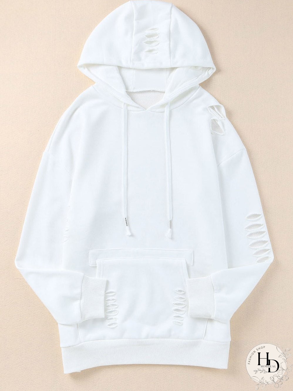 Women's Distressed Pullover Hoodie