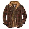 Men's Classic Flannel Retro Plaid Shirt Hooded Jacket Coat