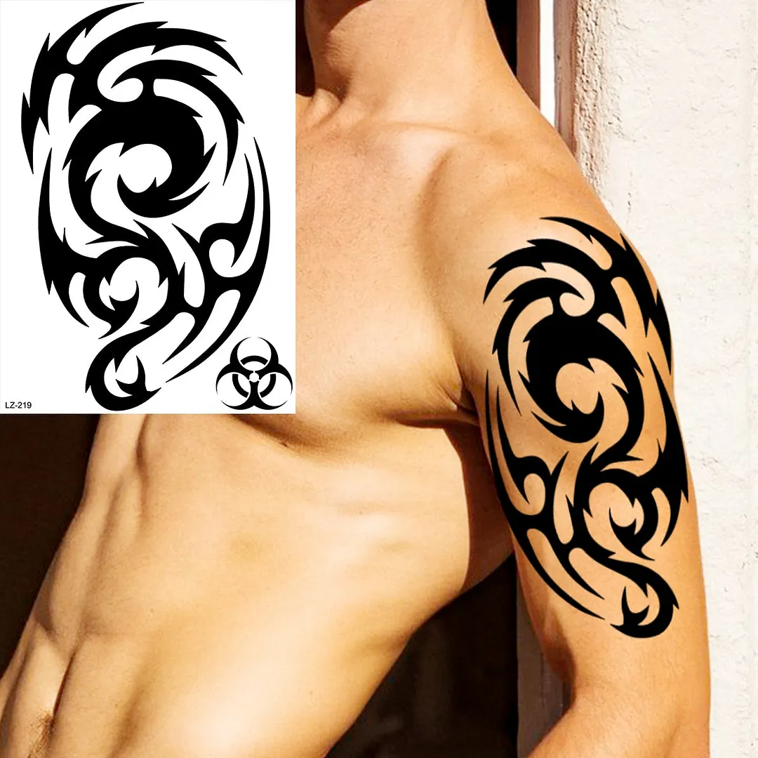 Realistic Knight Tribal Armband Temporary Tattoos For Men Adult Lion Wings Shield Fake Tattoo Body Art Unique Tatoos Large