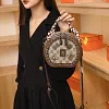 Mini sac bandouli&egrave;re rond zipp&eacute; &agrave; motif ours vintage
