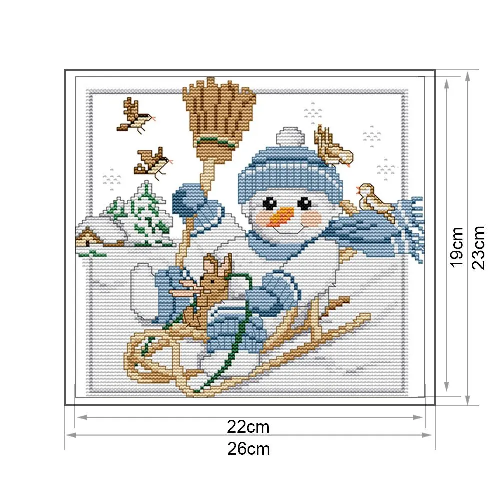 14ct Stamped Cross Stitch - Christmas Snowman (26*23cm)