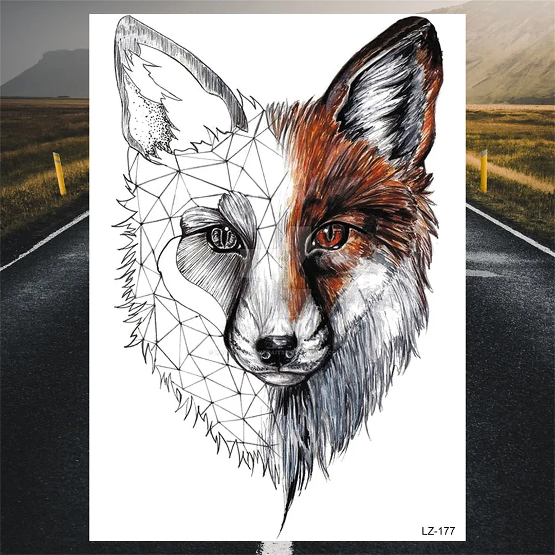 Large Lion Temporary Tattoos For Men Adults Realistic Totem Watercolor Tiger Fake Tattoo Sticker Chest Body Tatoos Waterproof