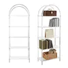 [US Local Warehouse] 5-Tier Acrylic Arched Bookshelf Modern Style Clear Bookcase Open Display Bookshelf for Home Office Living Room Kitchen Bedroom 11.81x23.62x65.35in Easy Assembly