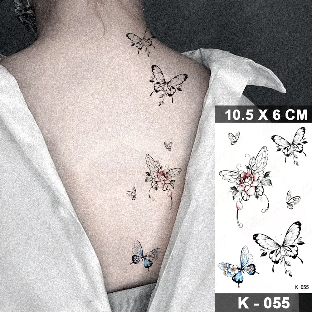 Waterproof Temporary Tattoo Sticker Black Point Line Sunflower Geometric Rose Flash Tatoo Fake Tatto For Body Art Women Men