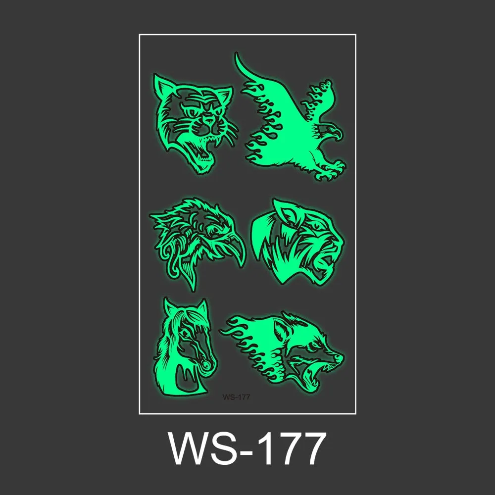 Luminous Tattoo Sticker Nightclub Bar Music Festival Carnival Tattoo Sticker Fluorescent Musical Note Glowing Cool Face Sticker