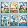 6pcs 5D DIY Full Square Drill Partial AB Drill Diamond Painting Places Set 13x16cm
