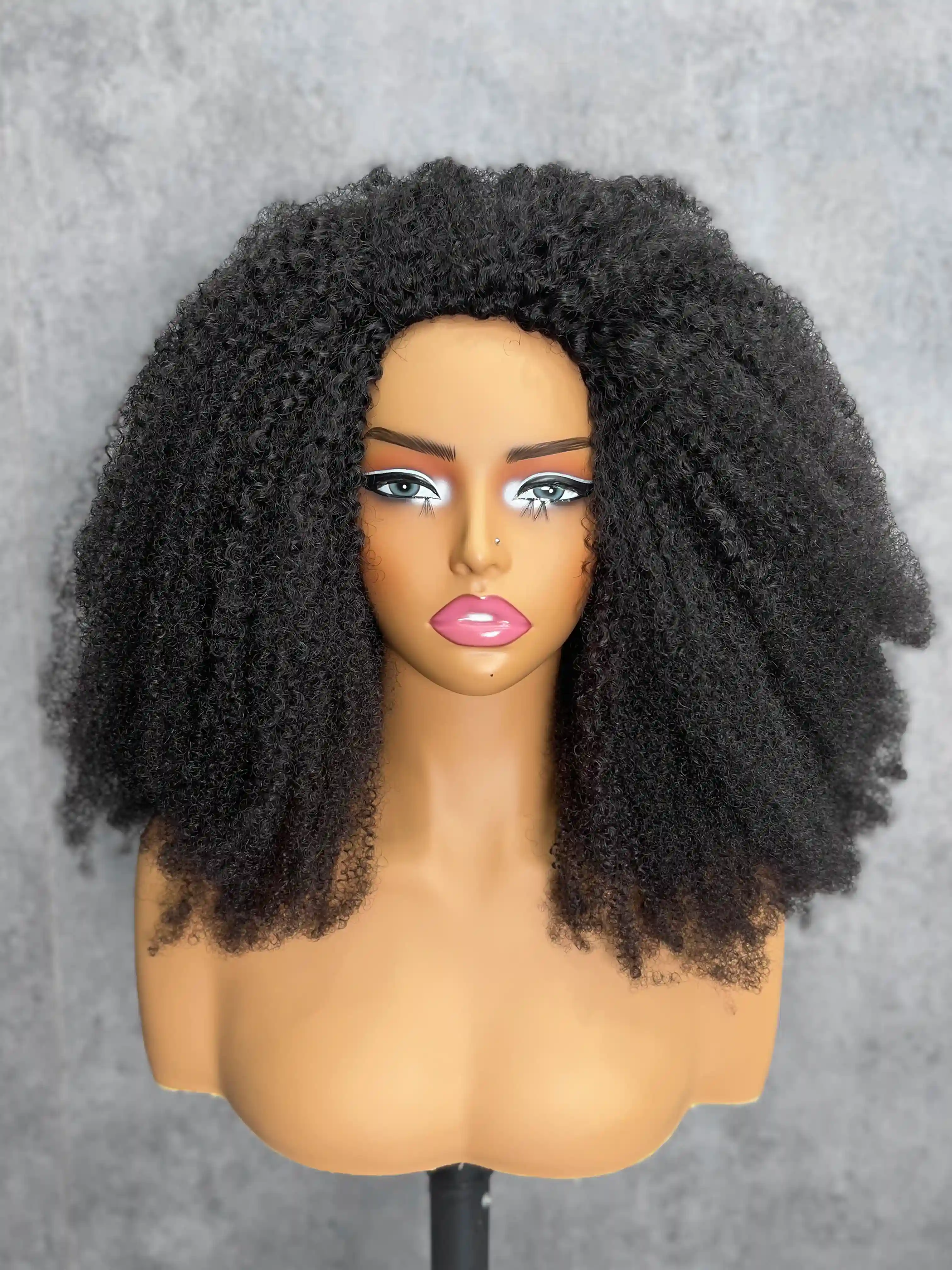 Afro Kinky  Curly | Virgin Hair | Wear & Go Half Wig | 3 In 1 Wig No Glue Half Wig | 100% Human Hair