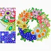 5D DIY Dot Drill Diamond Painting Flower Wreath Kit with Chain Art Pendant Kit