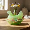 Vintage-Style Glass Hen on Nest Dish with Lid Tabletop Dessert Plate Snack Bowl