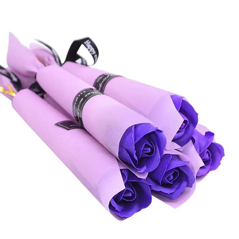 5Pcs Soap Flower Rose Artificial Flower Bouquet Multicolor Rose Wedding Flower Decoration Scrapbooking Fake Rose Flower