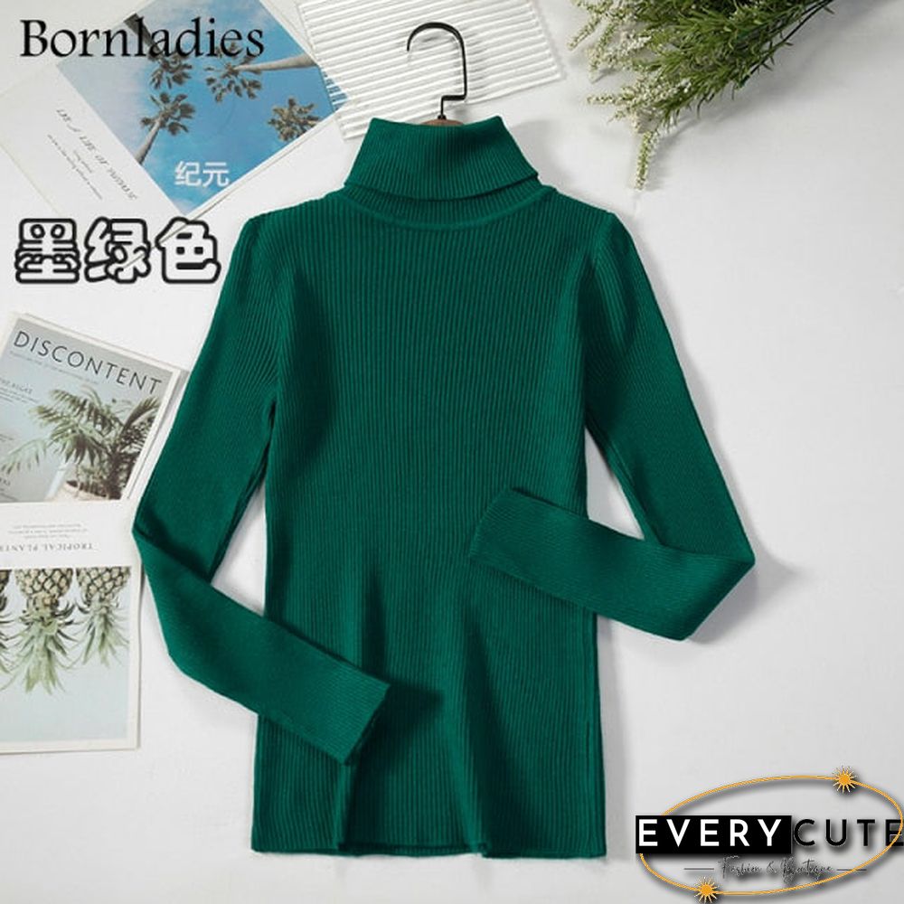 Bornladies Basic Turtleneck Women Sweaters Autumn Winter Tops Slim Women Pullover Knitted Sweater Jumper Soft Warm Pull