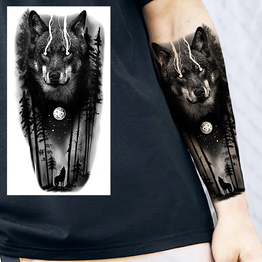 Halloween Clown Joker Scary Temporary Tattoos For Men Women Realistic Scary Lion Waterproof Tattoo Forearm Tatoos Vampire