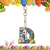 (US Local)PET Double Sided Special Shaped Easter Alphabet DIY Diamond Painting Keychain