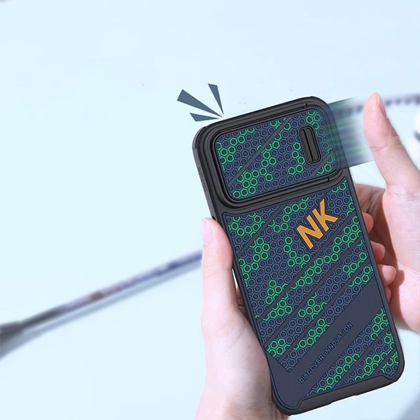 For iPhone Slide Cover Magnetic Decoration Embossed Logo And Three-Dimensional Mobile Phone Case