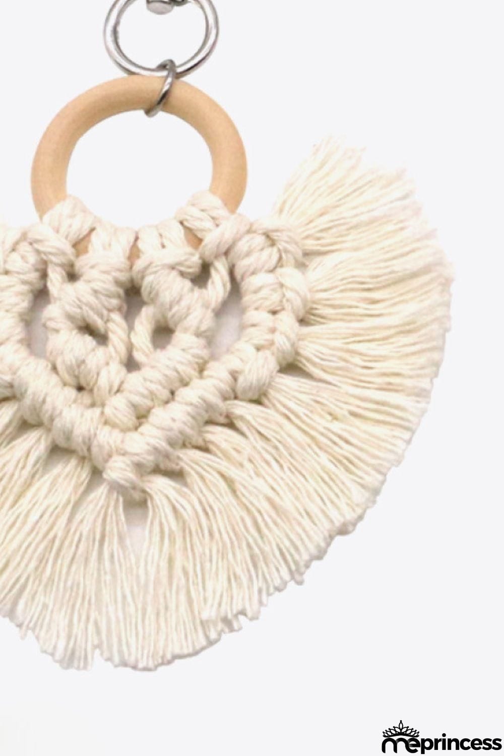 Assorted 4-Pack Heart-Shaped Macrame Fringe Keychain