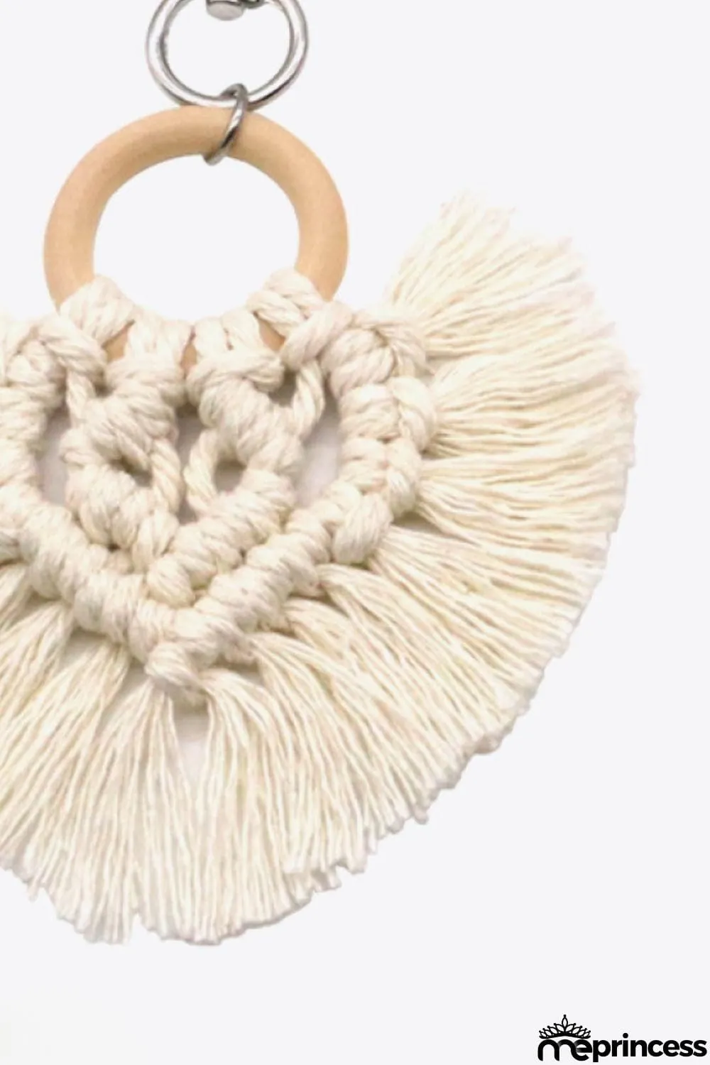 Assorted 4-Pack Heart-Shaped Macrame Fringe Keychain
