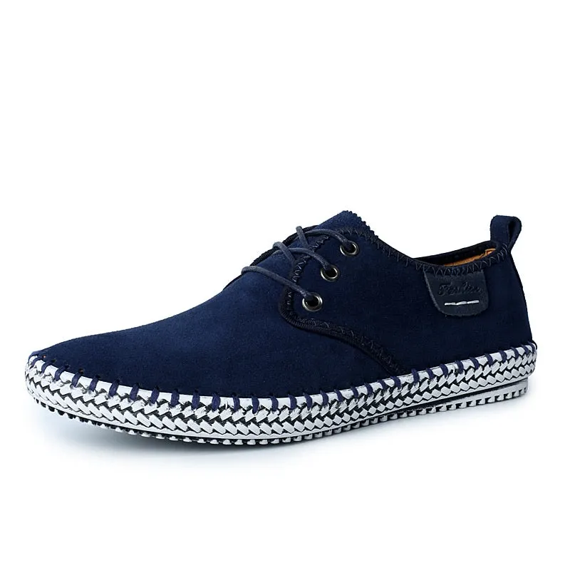 New Fashion Genuine Leather Casual Shoes Men Loafers Cow Suede Men Shoes Breathable Outdoor Flat Shoes Walking Zapatos Sneakers