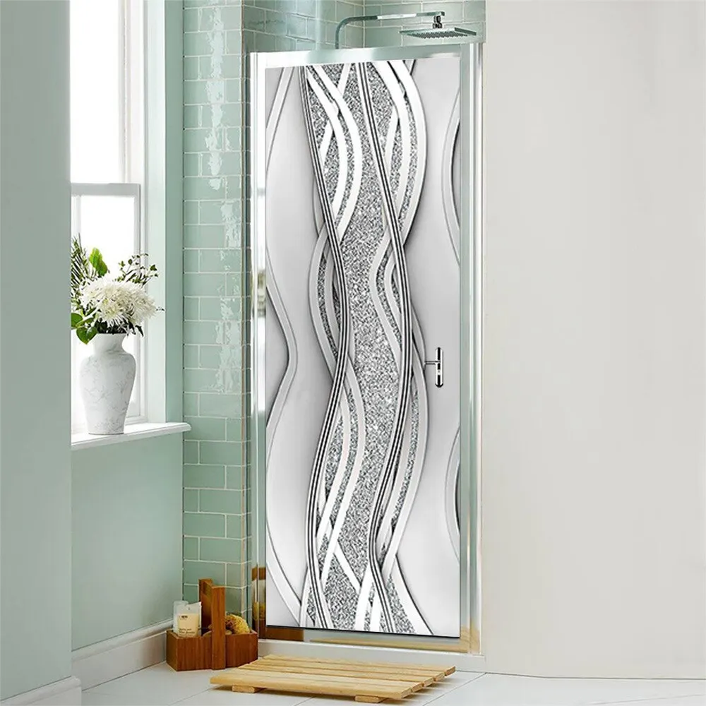 Athvotar 3D Mermaid Watercolor Scales Door Sticker Self Adhesive Wallpaper DIY Renovation Waterproof Poster Home Decor Decal