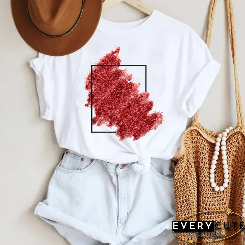 Women Cartoon Leopard Star Love Letter Trend 90S Fashion Summer Lady Print Tee Graphic T Top Female Tshirts Clothes T-Shirt