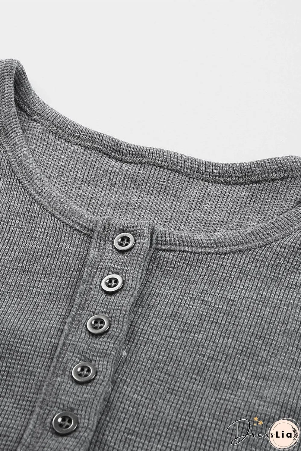 Casual Waffle Knit Henley Shirt