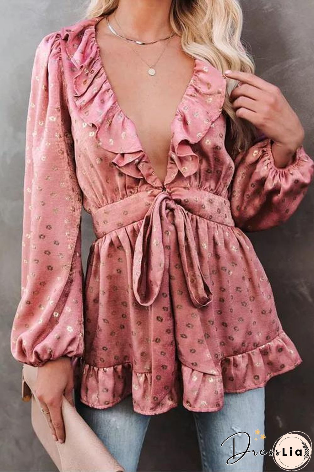 Ruffled V Neck Daisy Top