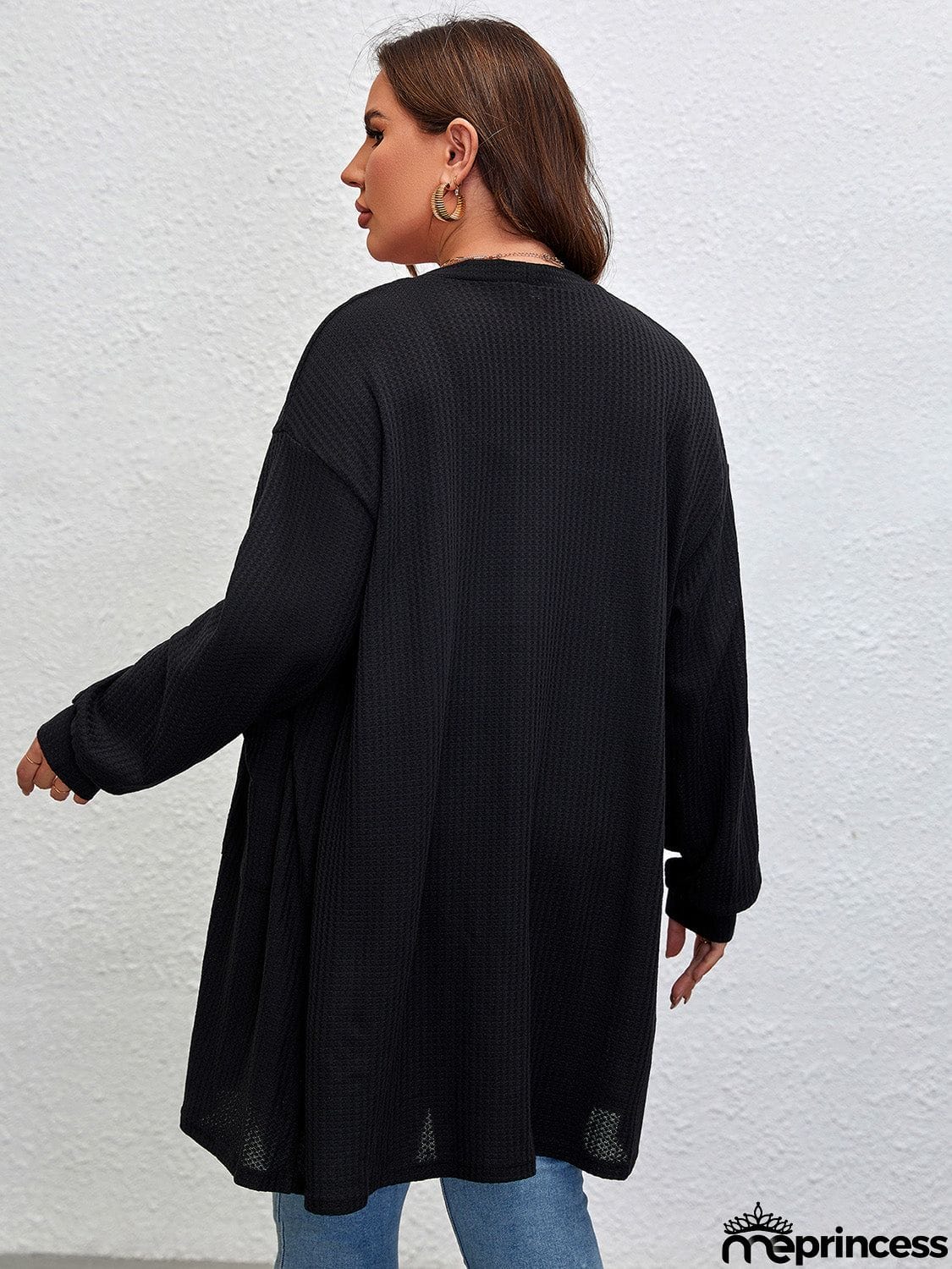 Plus Size Open Front Long Sleeve Cardigan