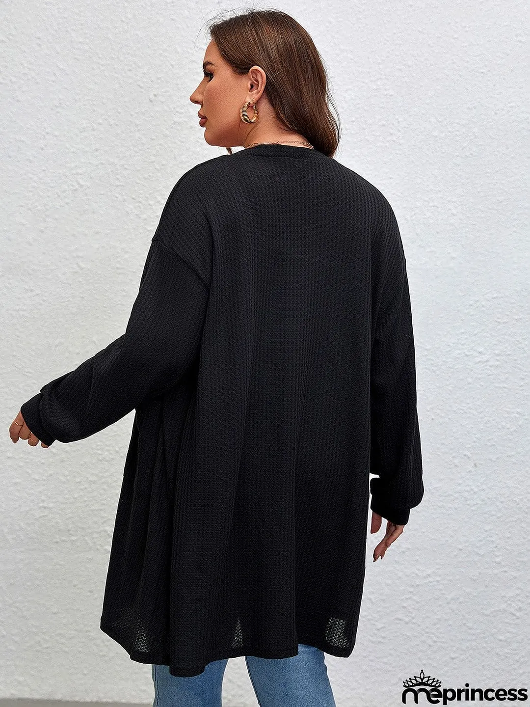 Plus Size Open Front Long Sleeve Cardigan